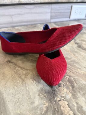 Rothy's Red Pointed Knit Flats